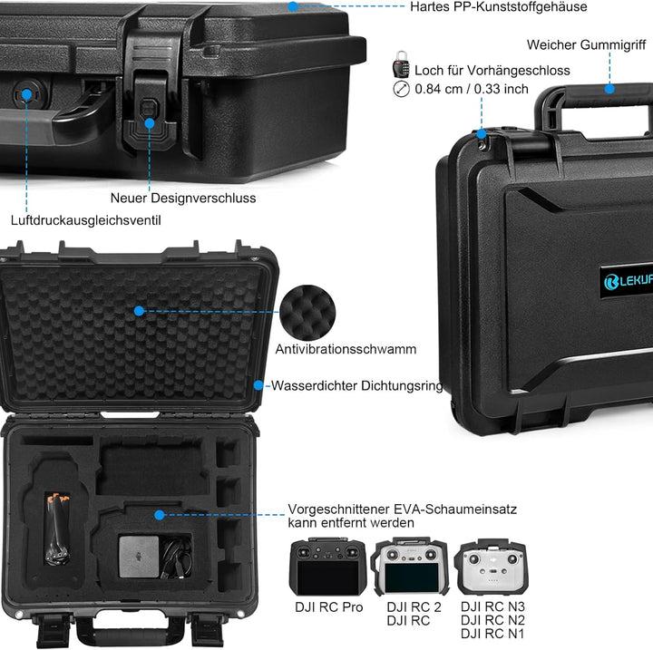Lekufee Wasserdichte Tragetasche für DJI Air 3S/3 Fly More Combo, RC N3/N2/Pro/2 Fernbedienung und D