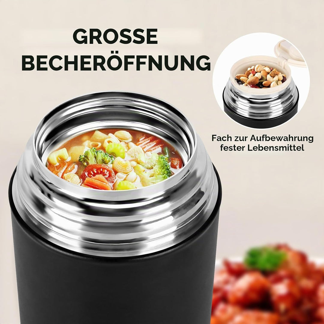 Thermo für heisse Speisen und Getränke, isolierter Lebensmittelbehälter, Suppenthermo für Erwachsene
