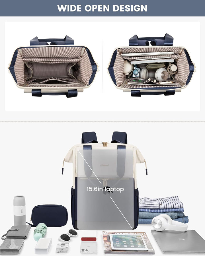 LOVEVOOK Rucksack Damen Blau, Schulrucksack Mädchen mit Laptopfach 15,6 Zoll, Rucksacktasche Damen 2