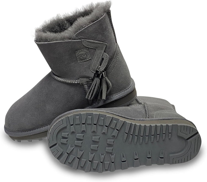 Rohn Lammfell Boots Stockholm, Winter-Stiefel aus 100% Lammfell, warme Schneeschuhe 37 EU Grau, 37 E