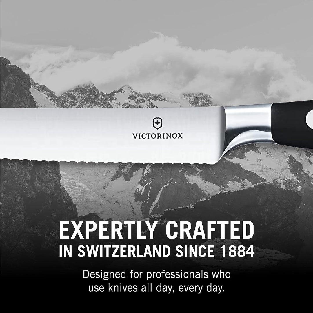 Victorinox, Grand Maître, Profi Tomaten- und Steakmesser, Extra Scharfe Klinge, Wellenschliff, 12 cm