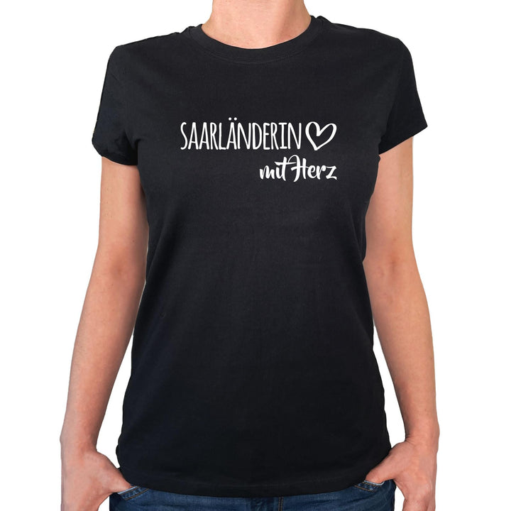 huuraa Damen T-Shirt Saarländerin mit Herz Bio Baumwolle Fairtrade Oberteil Grösse XS-XXL mit Motiv