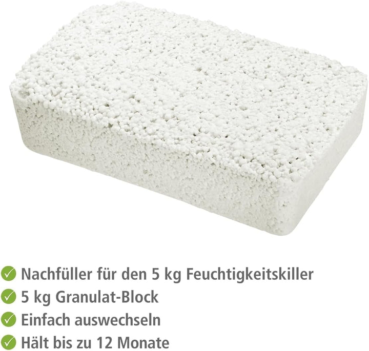 WENKO Nachfüllpack für Feuchtigkeitskiller 5 kg, Granulatblock für Raumentfeuchter, fasst bis zu 8 l