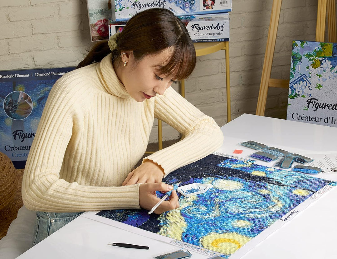 Figured'Art Diamond Painting Erwachsene 40x50cm Ganze Leinwand gerollt Dschungeltiere 5D Bilder Ecki