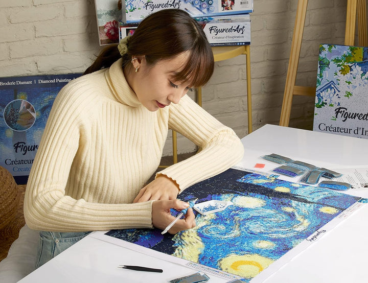 Figured'Art Diamond Painting Erwachsene 40x50cm Ganze Leinwand gerollt Frau in Kimono 5D Bilder Ecki