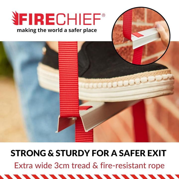 Firechief FEL730 Feuerschutzleiter, 3 Etagen, zusammenklappbar, extra breite Trittflächen, 3 Etagen