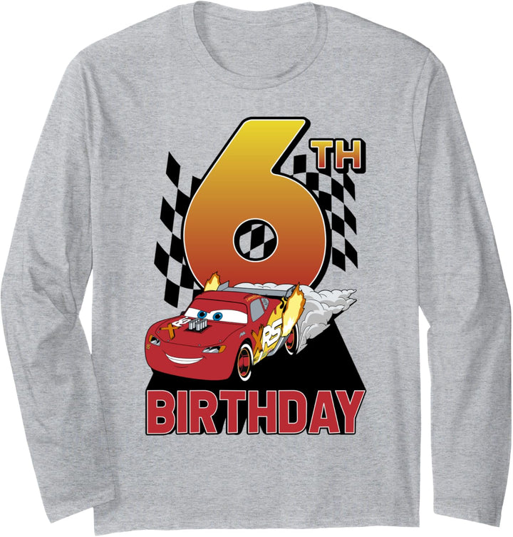 Disney Pixar Cars Lightning McQueen 6th Birthday Peel Out Langarmshirt