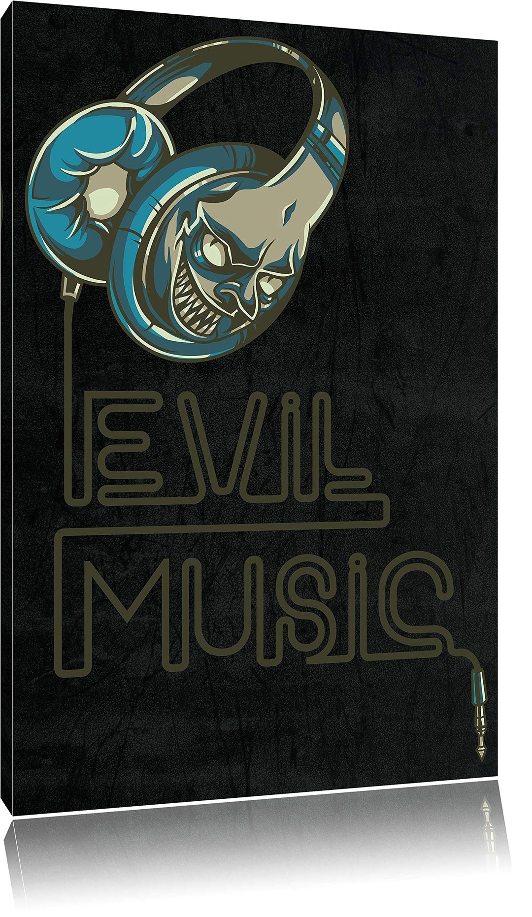 Dark Evil music black Leinwandbild Bild auf Leinwand, XXL riesige Bilder fertig gerahmt mit Keilrahm