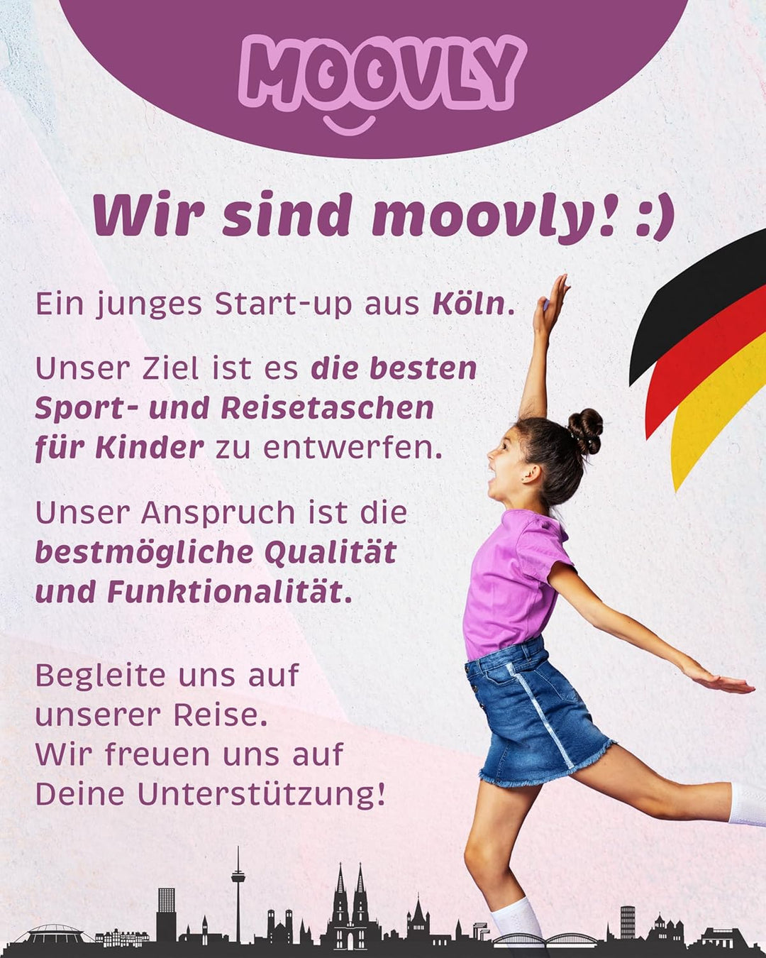 moovly® Kinder Sporttasche 25 l für Mädchen - Gym Bag - für Sport, Schwimmen - Kindersporttasche - R