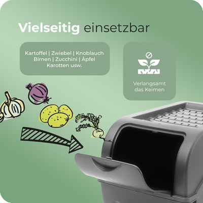 Novaliv Kartoffel Aufbewahrungsbox | 2x klein 3,5L | ANTHRAZIT GRAU | Zwiebelbox | Gemüsebox stapelb