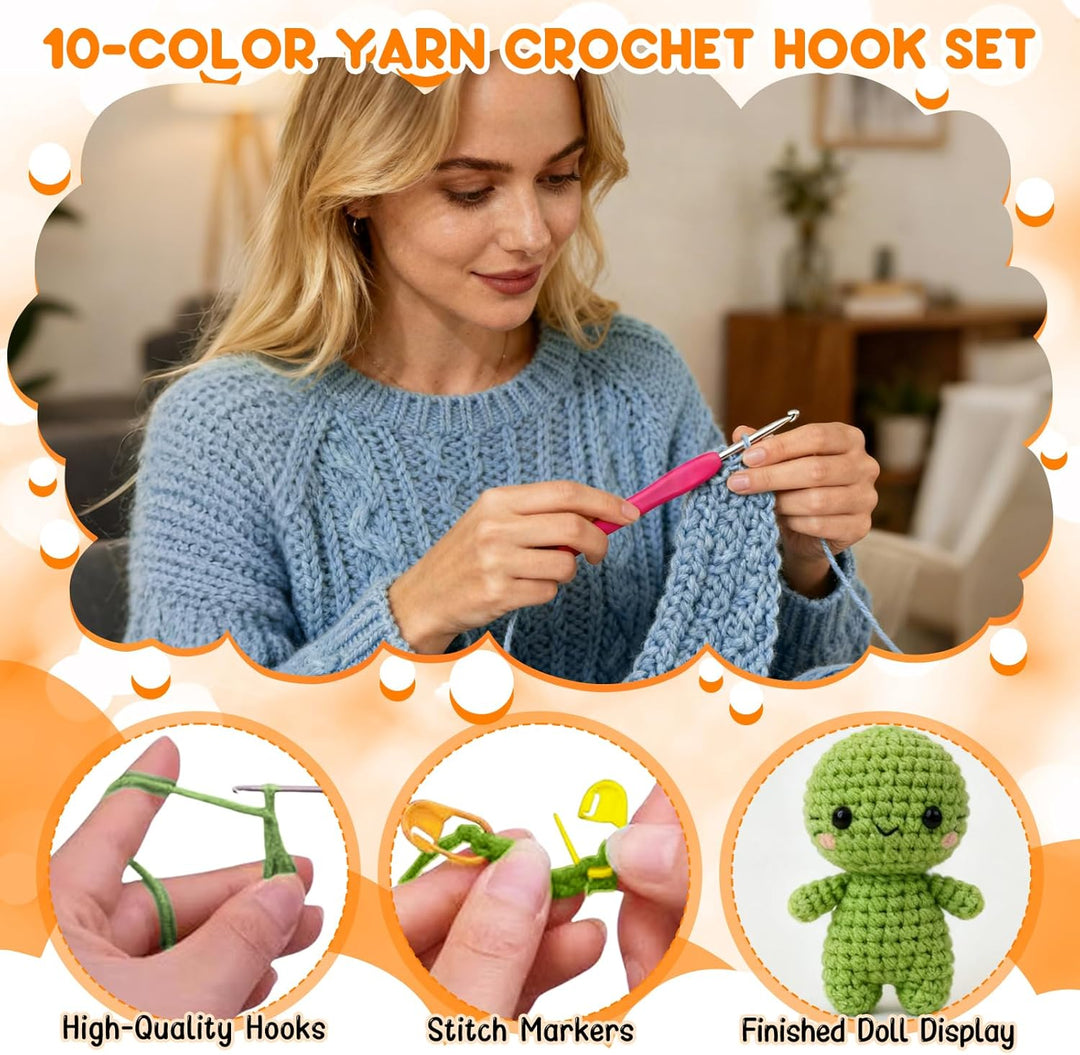 LetCart 36 Stück Häkelnadel Set, Häkelset für Anfänger, 3 Stück Häkeln, Tragbar Häkelnadel Set mit 1