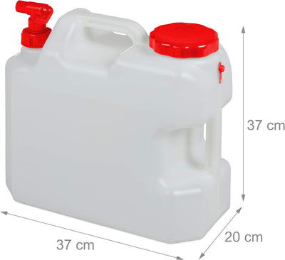 Relaxdays Wasserkanister mit Hahn, Schraubdeckel, Trinkwasserkanister Camping, 18 l, BPA-frei, Kunst