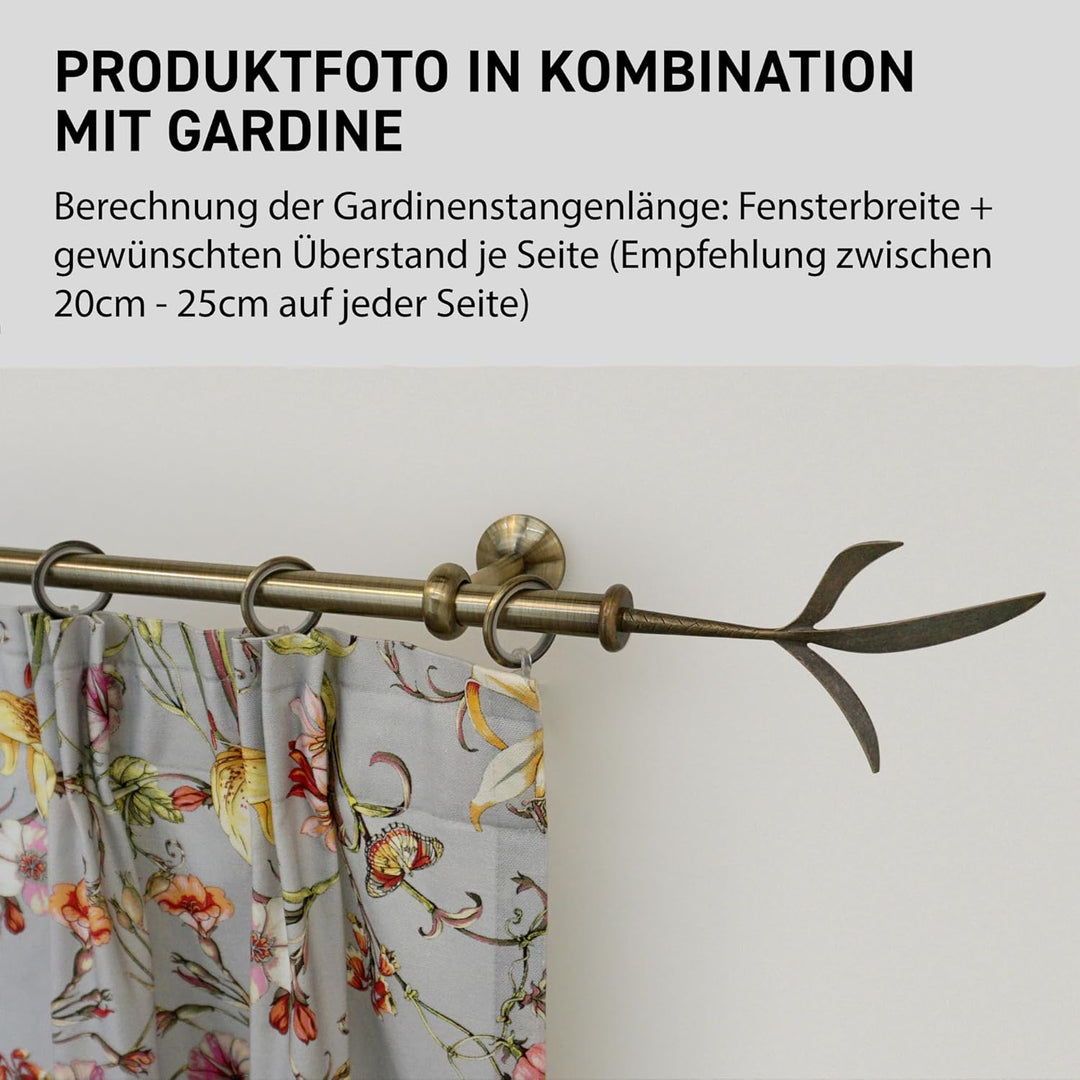 Garesa Gardinenstange Esperanca Ø 16mm, 1-läufig, Messing, antik I Rustikale Vorhangstange inkl. Rin