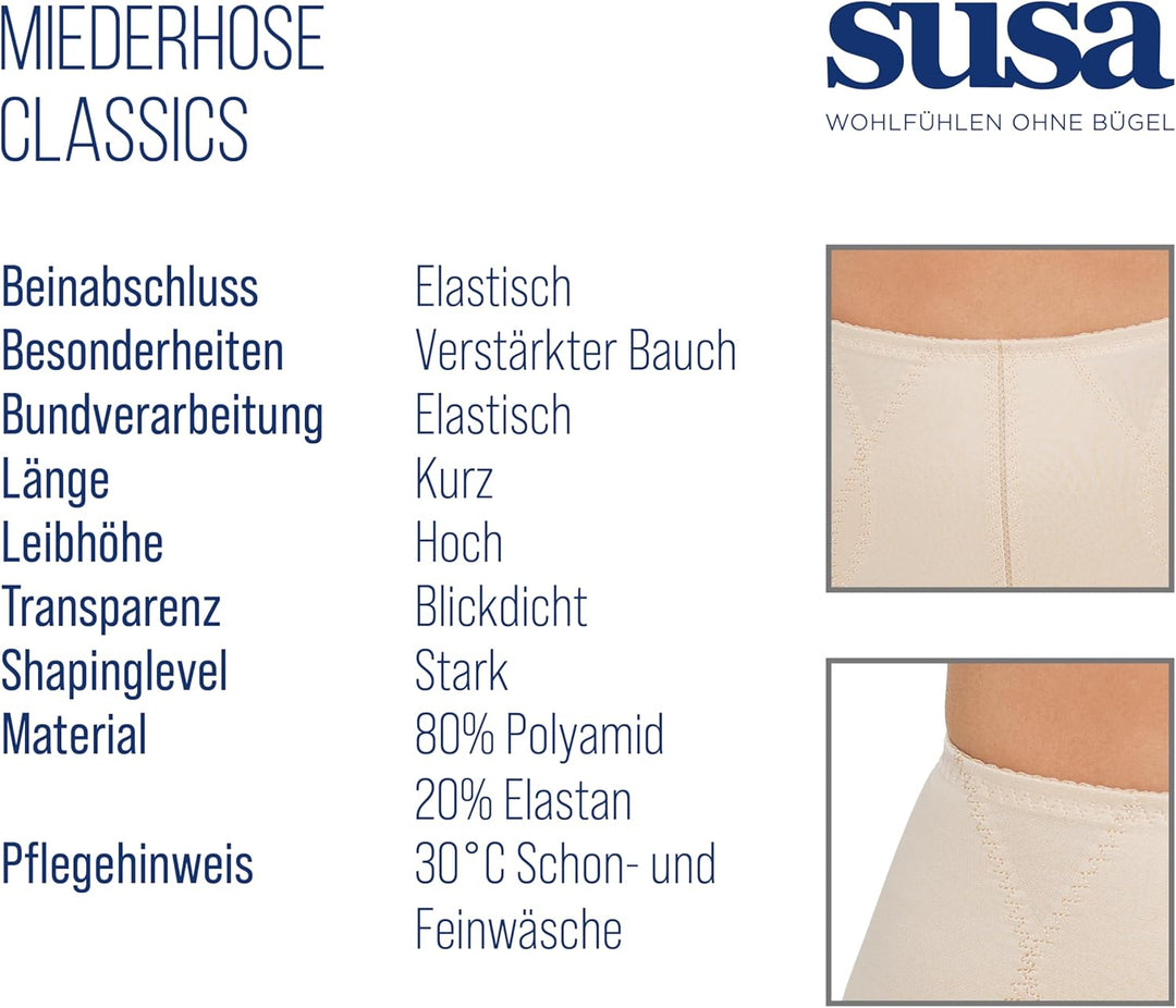 Susa Damen Miederhose Classics, Damen Unterwäsche I Shapewear Damen Shorts I Mit betontem Shaping Ef