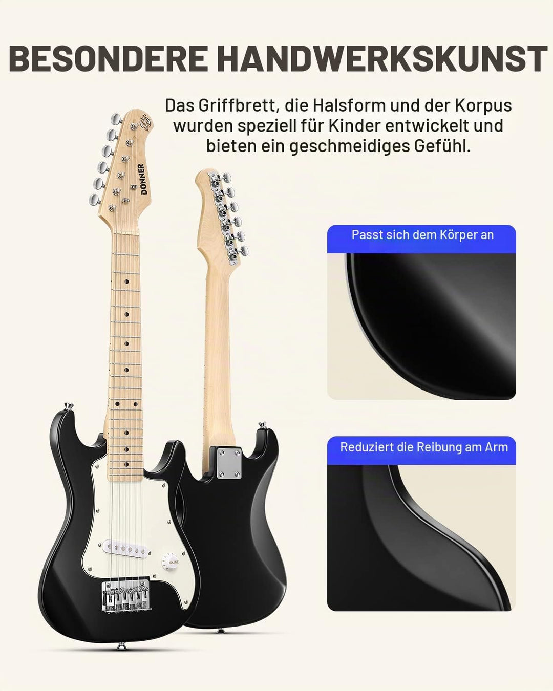 Donner E-Gitarre Set Anfänger Junior Kit ST-Stil 30 Zoll Mini Gitarren Premium Bundle mit Verstärker
