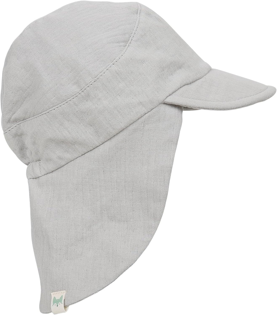 Musselin Schirmütze Sonnenhut mit Nacken- und Ohrenschutz UV-Schutz (UPF 50+) für Babys und Kinder -