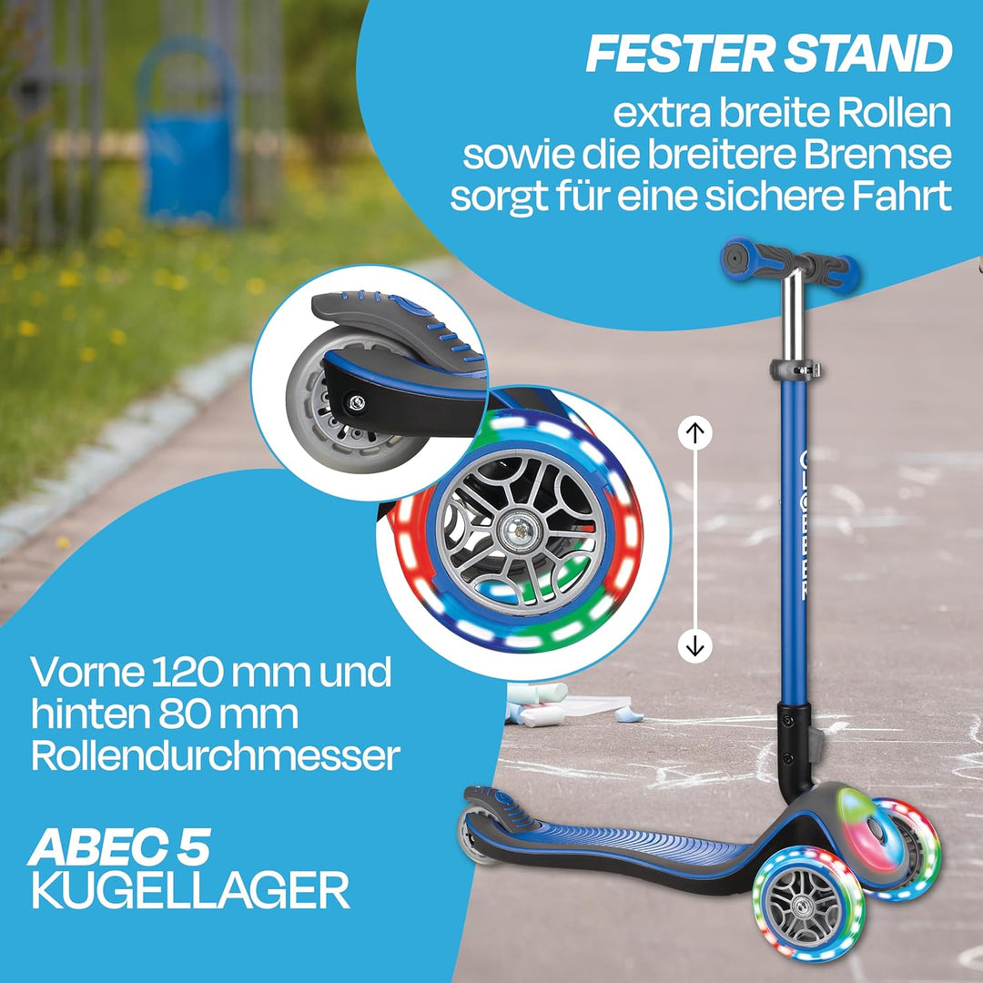 GLOBBER Elite Roller – Tretroller Kinder ab 3 Jahre - Scooter - ABEC 5, 3-rädrig – höhenverstellbar