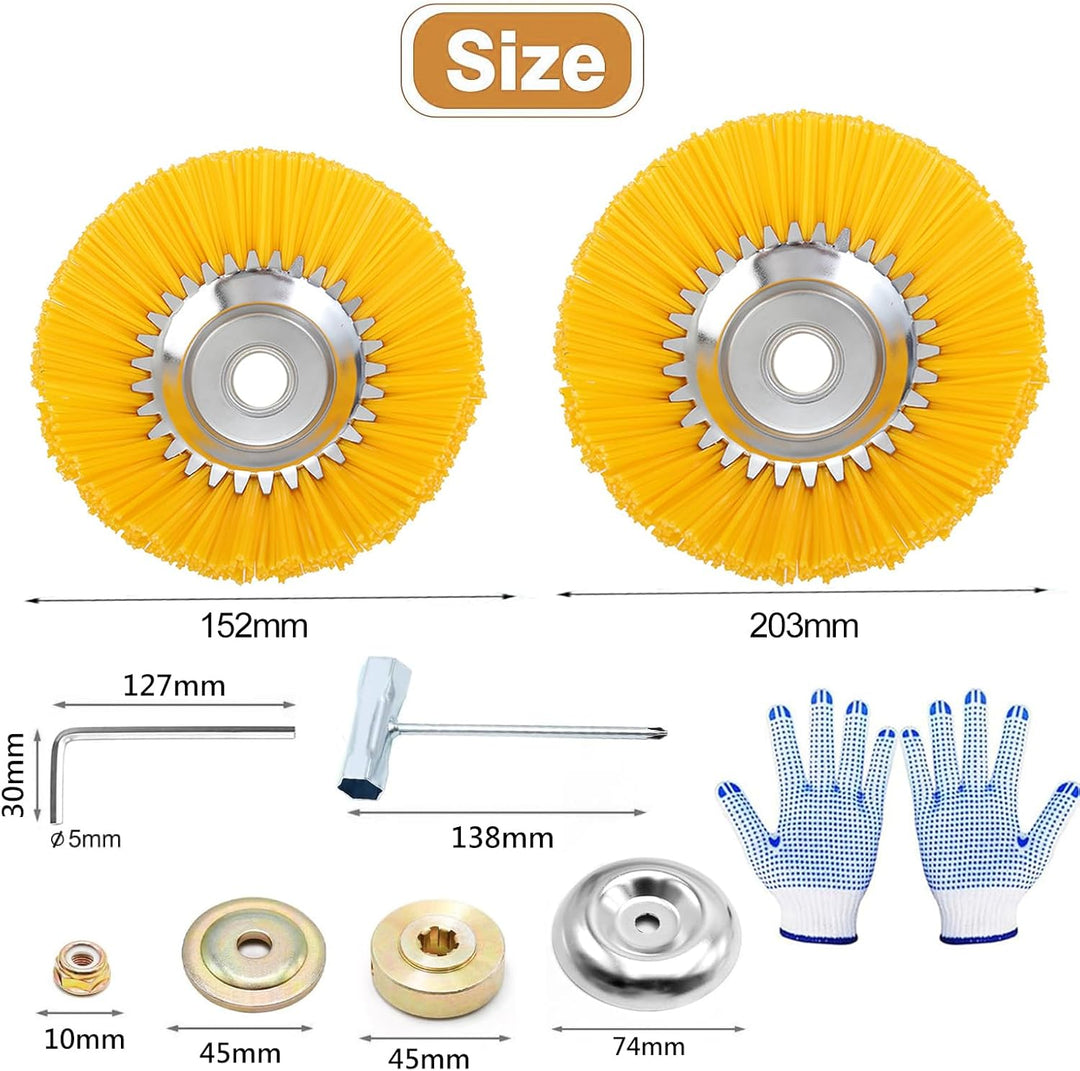 2 PCS Nylon-Unkrautbürste für Motorsense,6 Zoll+8 Zoll 25,4 mm Wildkrautbürste Weed Brush,Hochwertig