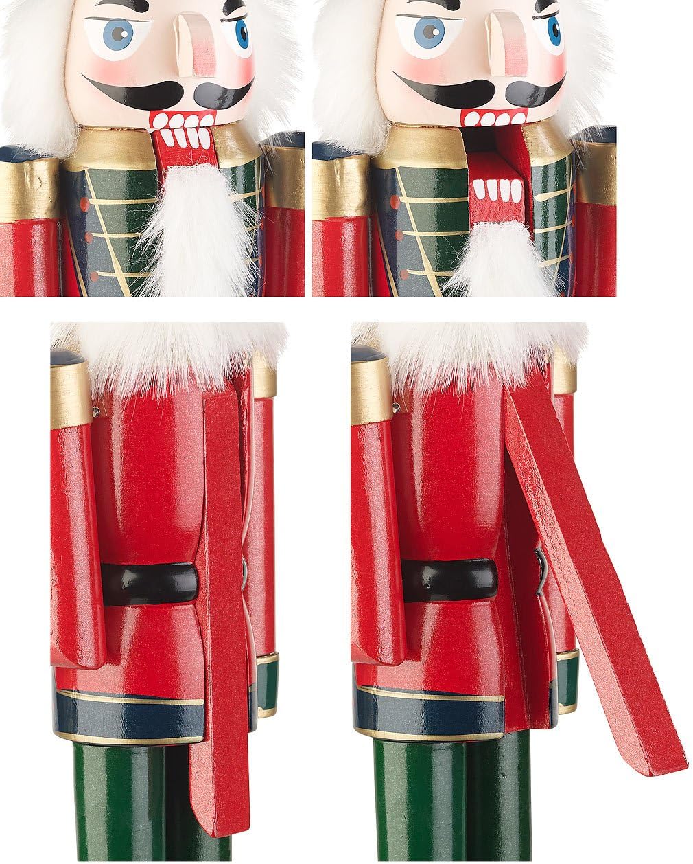 infactory Nussknacker Figur gross: 2er-Set Handbemalte Deko-Nussknacker aus Holz, 48,5 cm (Weihnacht