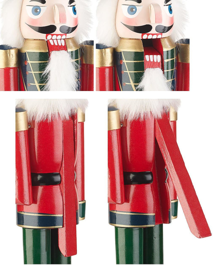 infactory Nussknacker Figur gross: 2er-Set Handbemalte Deko-Nussknacker aus Holz, 48,5 cm (Weihnacht
