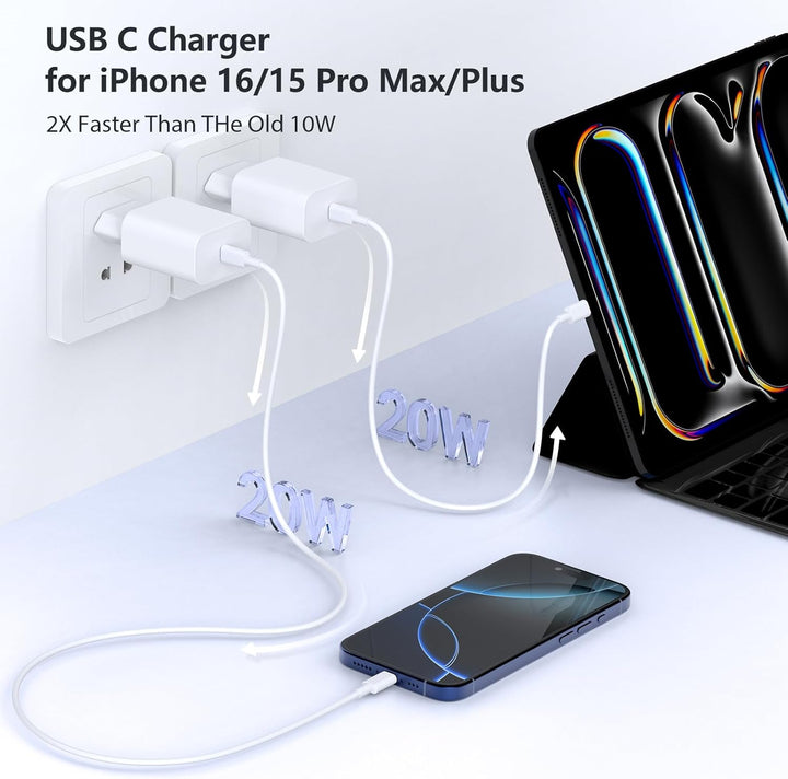 USB C Ladegerät für iPhone 16 15 17/16 15 17 Pro/16 15 17 Pro Max/16 15 Plus/17Air/17E, 20W USBC Sch