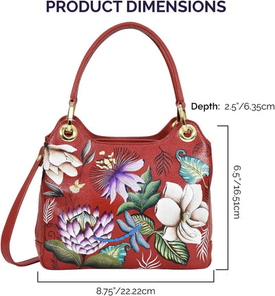 Anuschka Damen Satchel with Crossbody Strap-708 Tasche Einheitsgrösse Crimson Garden, Einheitsgrösse