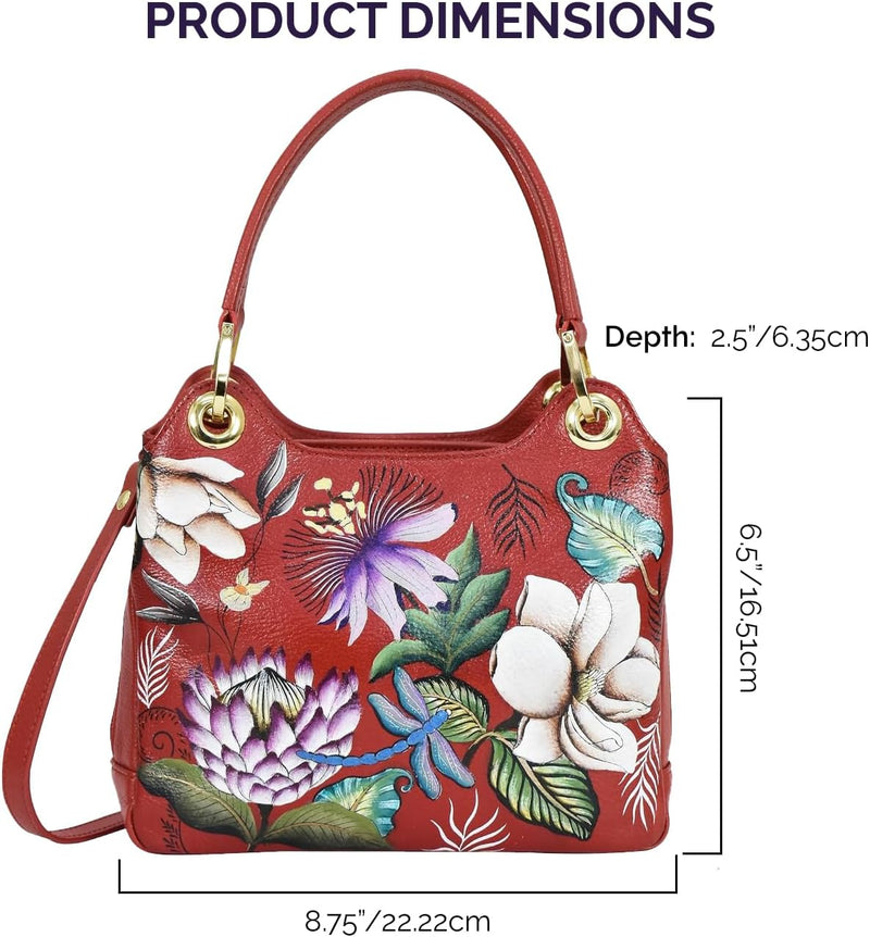 Anuschka Damen Satchel with Crossbody Strap-708 Tasche Einheitsgrösse Crimson Garden, Einheitsgrösse