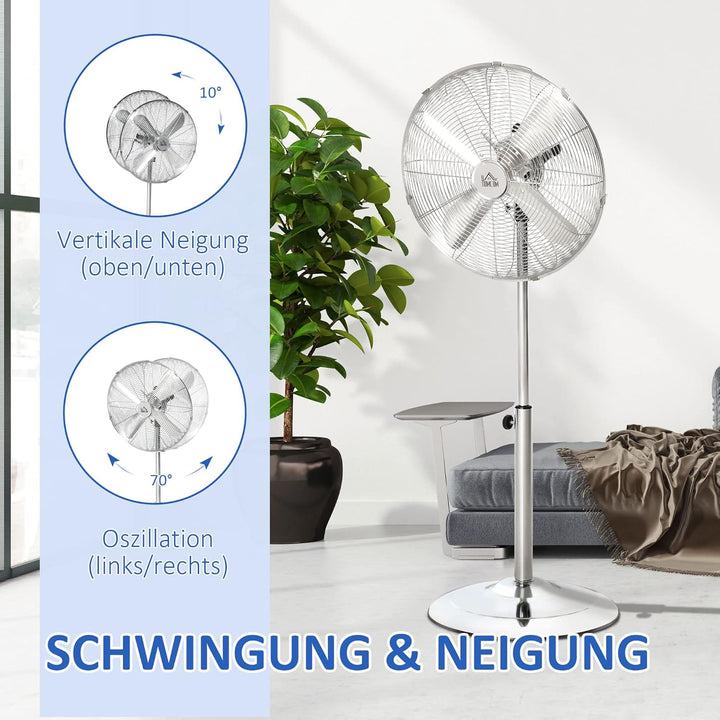 HOMCOM 120 cm Standventilator, Ventilator, Höhenverstellbarer Lüfter, 3 Geschwindigkeitsstufen, Vers