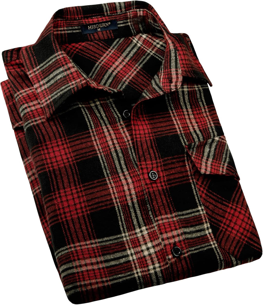 HISDERN Flanellhemd Herren Karierte Hemden Herren Langarm Button Down Baumwolle Holzfällerhemd Regul