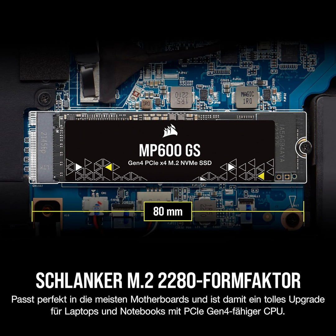 Corsair MP600 GS 500 GB PCIe Gen4 x4 NVMe M.2-SSD – Hochdichter TLC NAND – M.2 2280-Formfaktor – Kom
