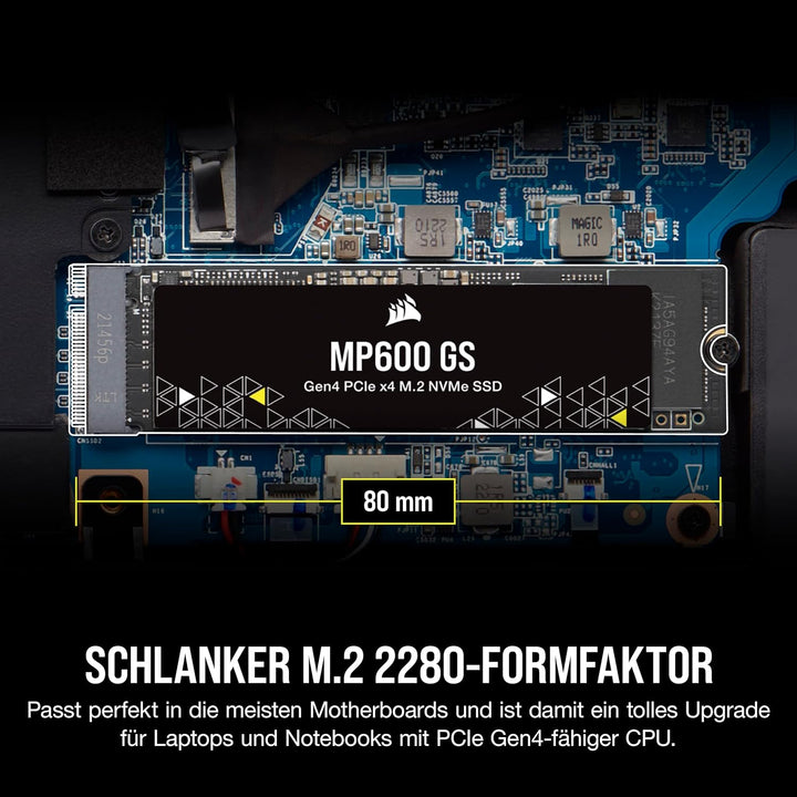 Corsair MP600 GS 500 GB PCIe Gen4 x4 NVMe M.2-SSD – Hochdichter TLC NAND – M.2 2280-Formfaktor – Kom