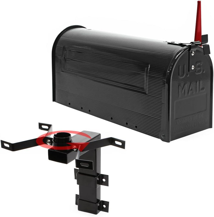 Wiltec Set US Mailbox schwarz 180 x 220 x 480 mm, amerikanischer Briefkasten mit Fahne, Standbriefka