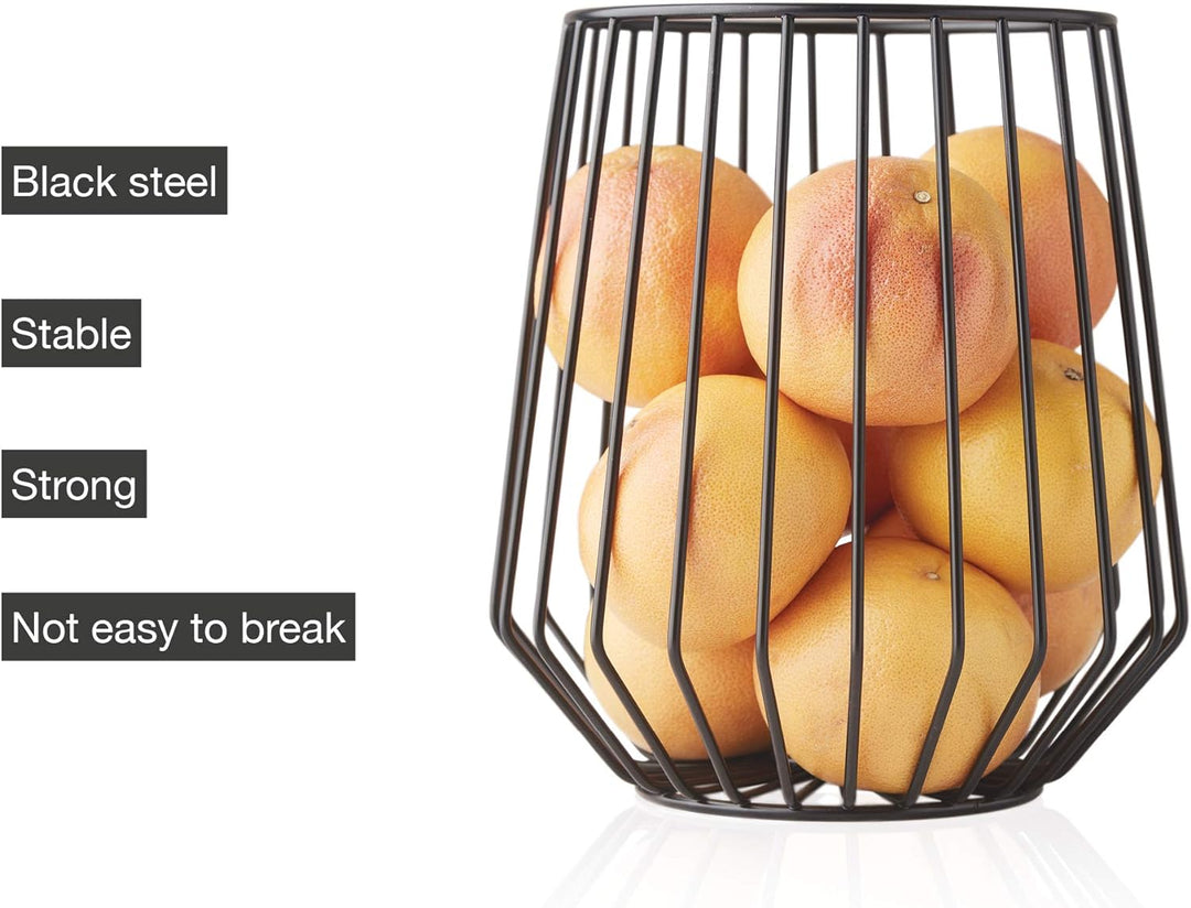 Point-Virgule Obstkorb aus Metall, skandinavische wohnungs deko drahtkorb, Schwarz, 23,5 x 25,5 cm
