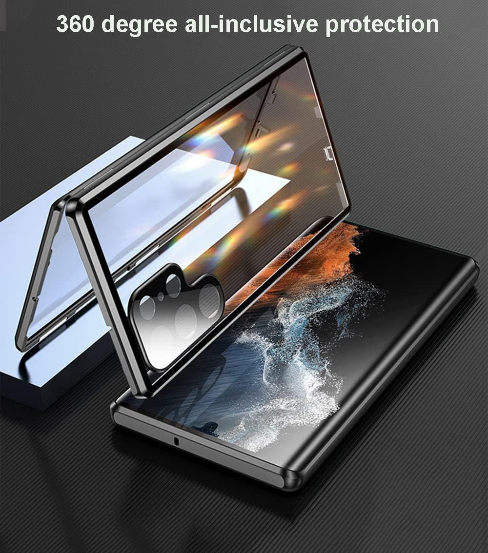 CeeEee Anti-Peep Hülle für Samsung Galaxy S22 Ultra 5G 360 Grad Schutz Case Doppelseiten aus gehärte