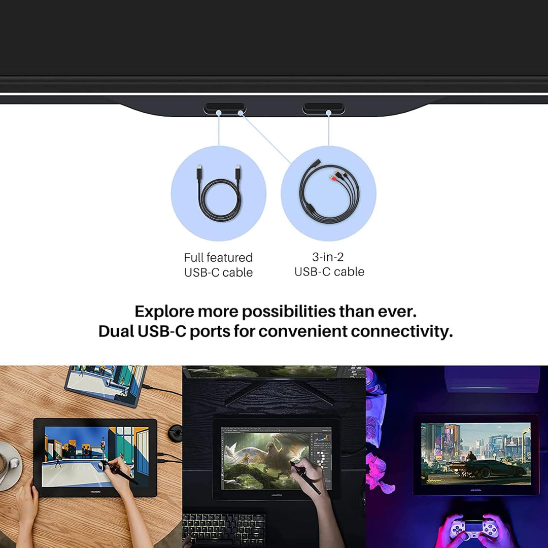 HUION Kamvas Pro 16 4K UHD Grafiktablett mit Display, Blendfreier Grafikmonitor mit Vollständig Lami
