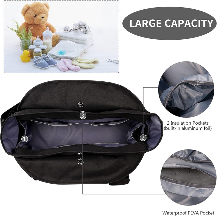 Wickeltasche Baby Gross, 13 Fächer Kinderwagen Windeltasche, Wasserabweisende Babytasche mit Schnull