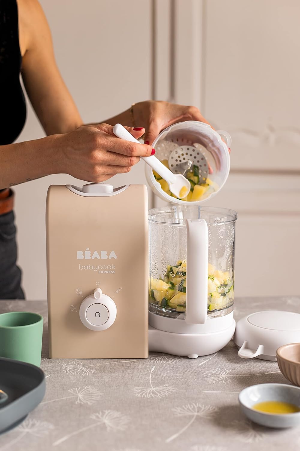 BEABA, Babycook Express, Baby Robot 4 in 1 Mixer/Standmixer, 15 Min. schnelles Kochen, Mixen nach Ma