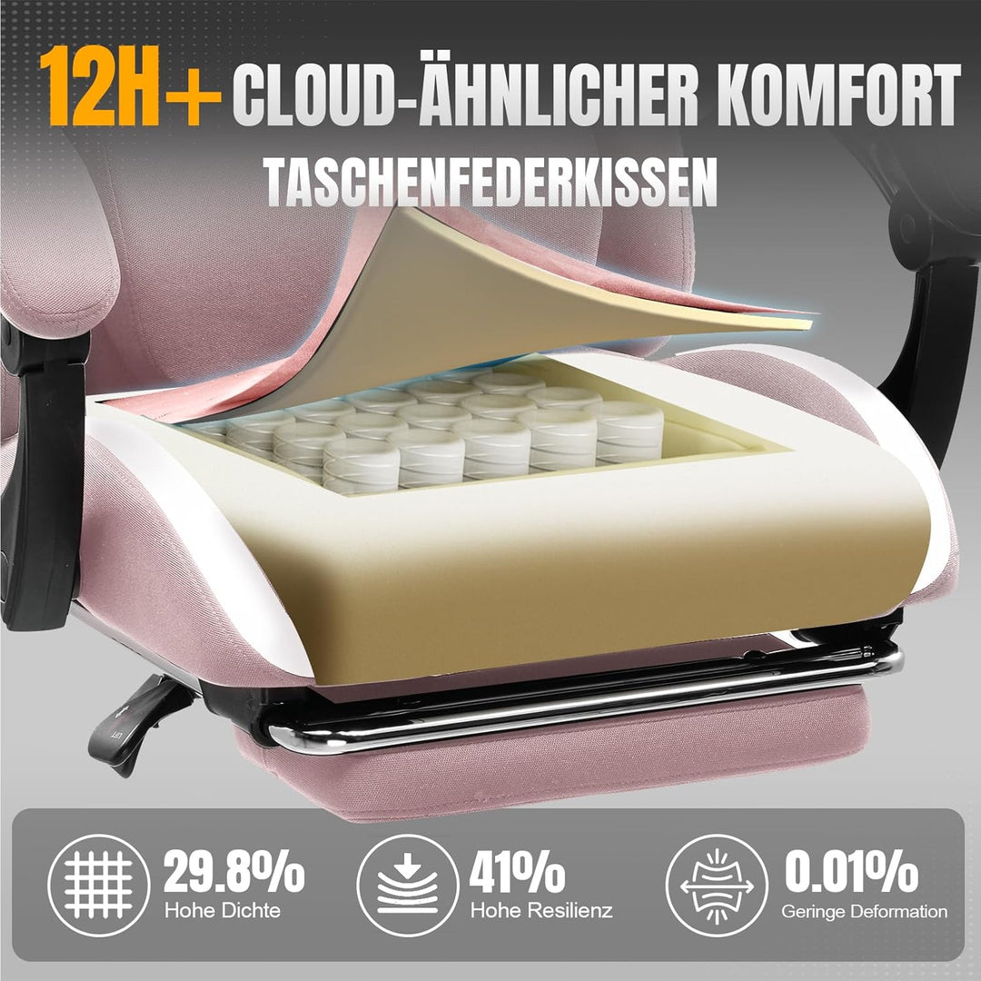 GTPLAYER Gaming Stuhl, Gamer Stuhl, Atmungsaktiver Bürostuhl aus Hochwertigem Stoff, Ergonomischer P