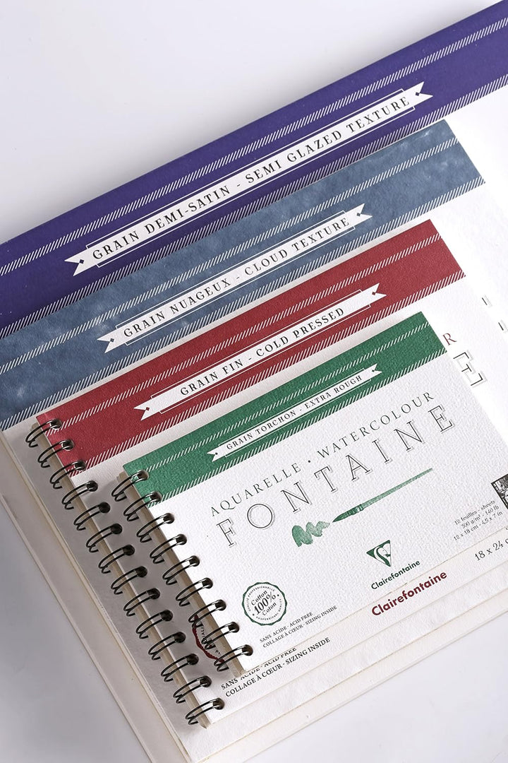 Clairefontaine 96344C Aquarellblock Fontaine Satiné (100% Hadern, feinkörnig, glatt, für Nass- und T