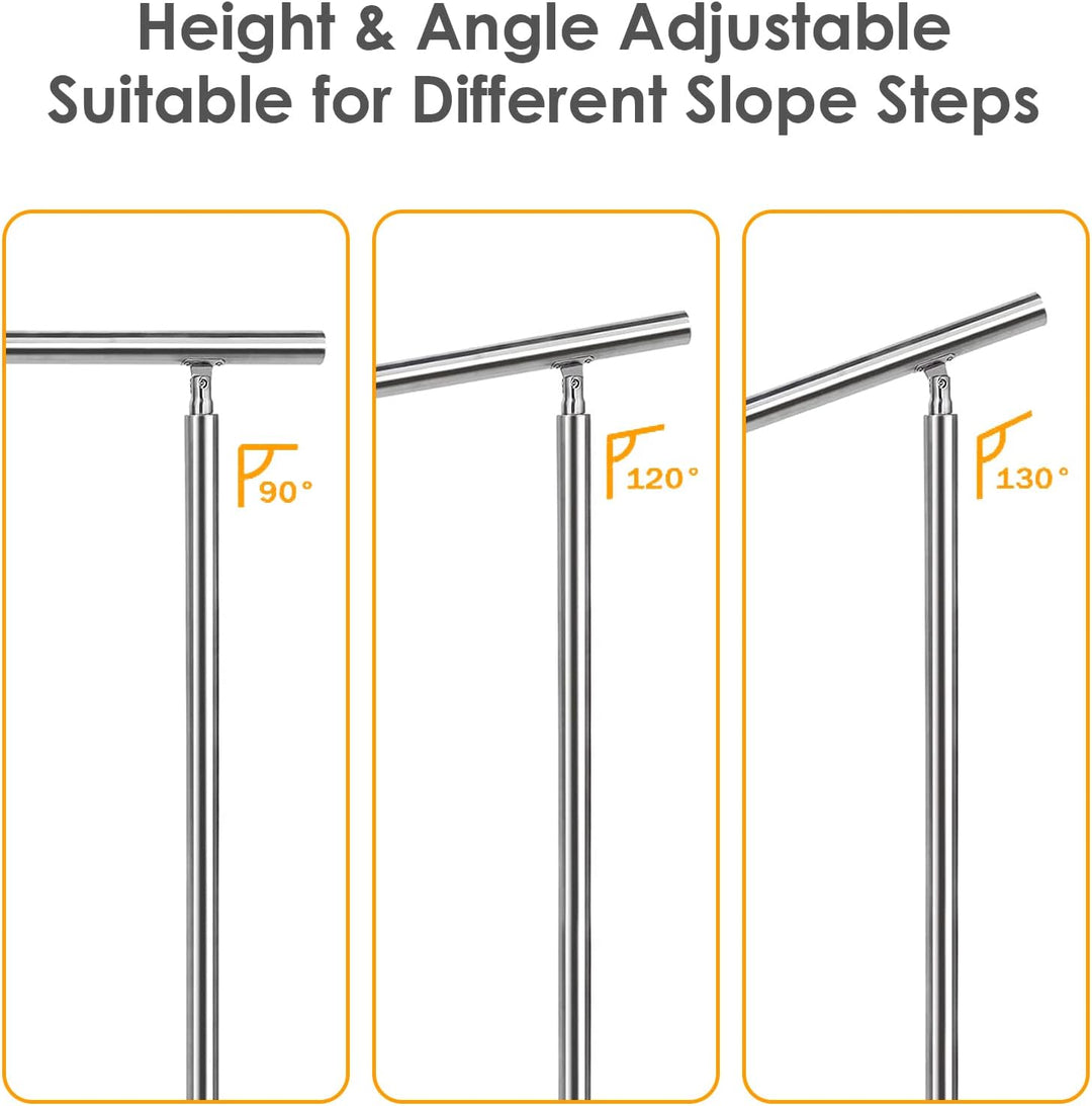 Sonnewelt Edelstahl-Handlauf Geländer für Treppen Brüstung Balkon Ø 42mm,mit 3 Querstreben (120cm, 3