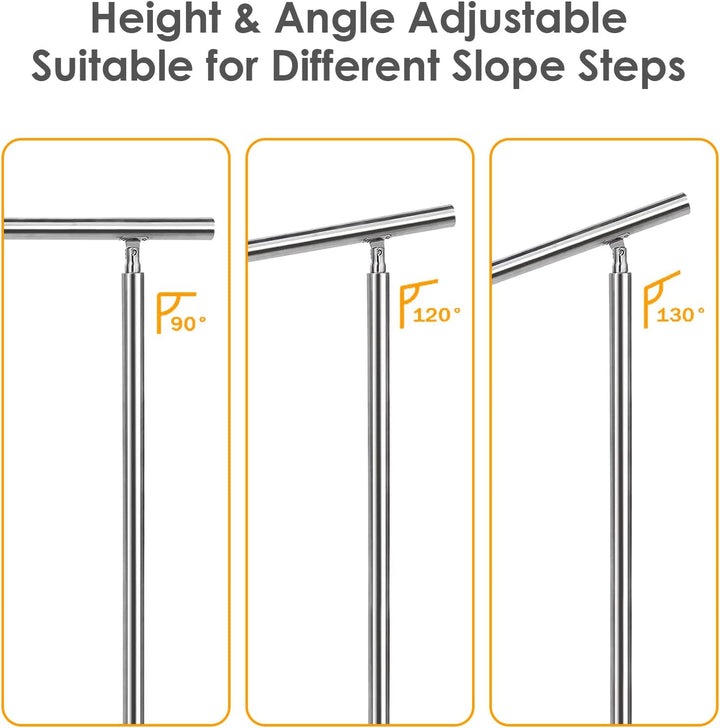 Sonnewelt Edelstahl-Handlauf Geländer für Treppen Brüstung Balkon Ø 42mm,mit 3 Querstreben (120cm, 3