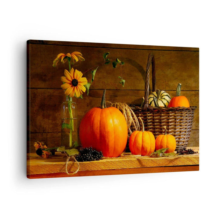 Bilder auf Leinwand Herbst Folk Tradition Kürbisse Leinwandbild 70x50cm Wandbilder Dekoration Wohnzi