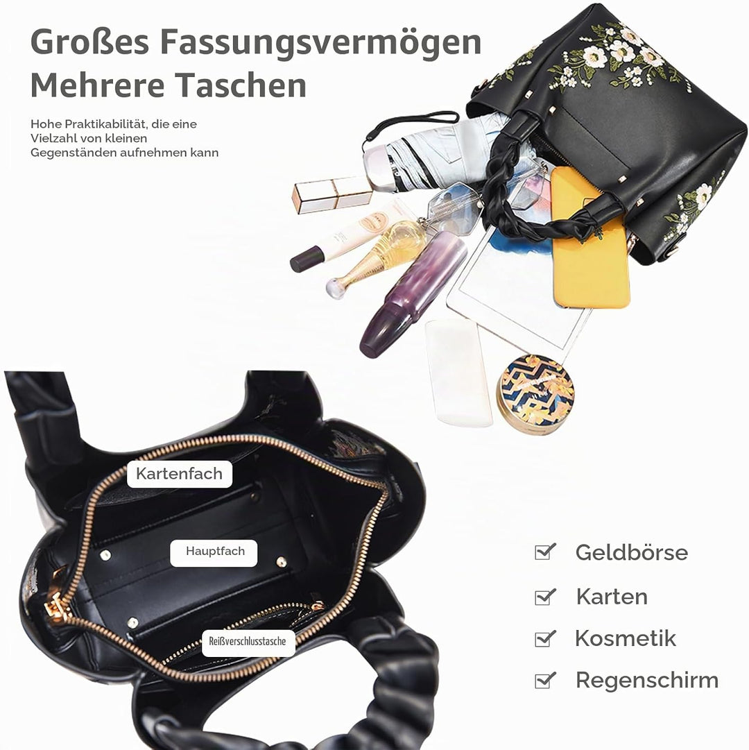 NICOLE &amp; DORIS Elegant Handtasche Damen Shopper Tote PU-Leder Henkeltasche Frauen Schultertasche Bes