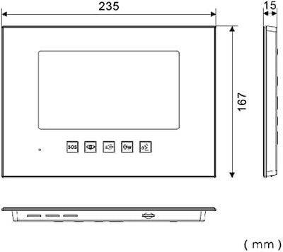 MATHFEL 2 Familienhaus 2 Draht Bus Türsprechanlage 7'' Monitor Kamera 170° Edelstahl, Monitore in Gl