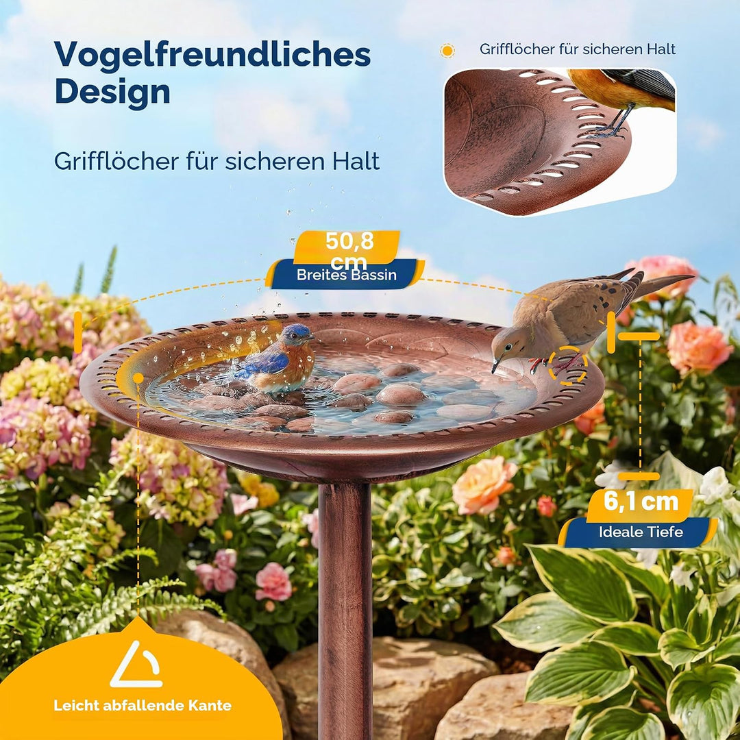 VIVOHOME Vogeltränke 71cm hoch Polyresin leicht antike Optik für Aussenbereich Antike Bronze, Antike