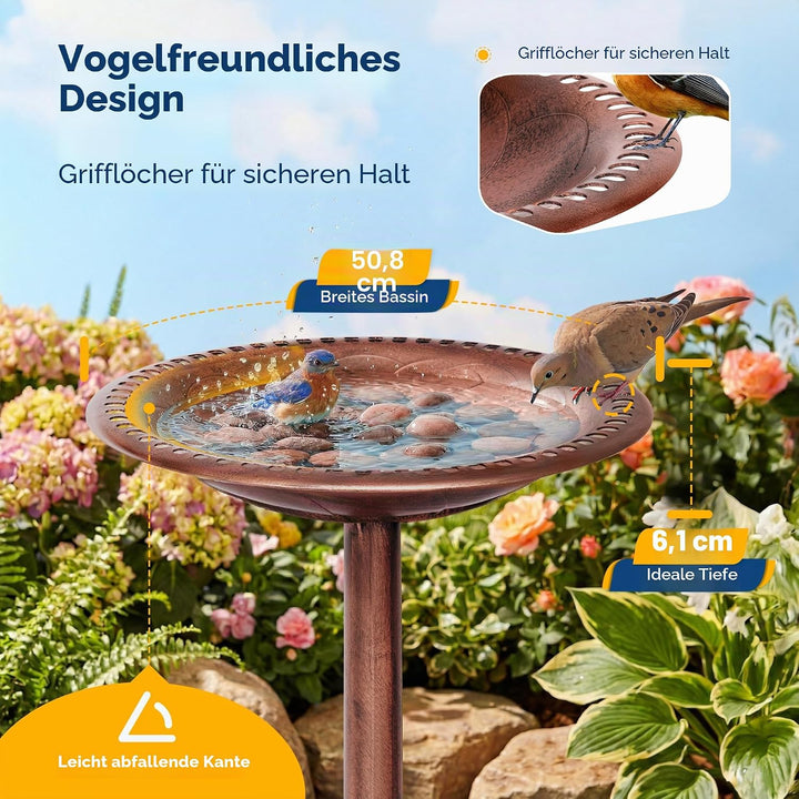 VIVOHOME Vogeltränke 71cm hoch Polyresin leicht antike Optik für Aussenbereich Antike Bronze, Antike