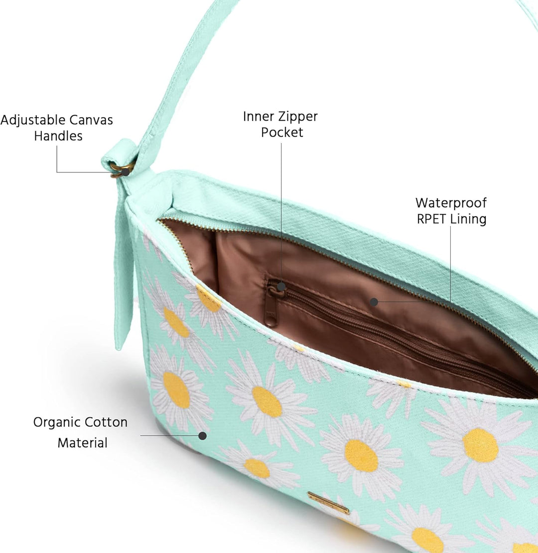 Eco Right Damen Organic Kleine Retro-umhängetasche für Frauen und Mädchen Shoulder Bag Mintgrün, Min