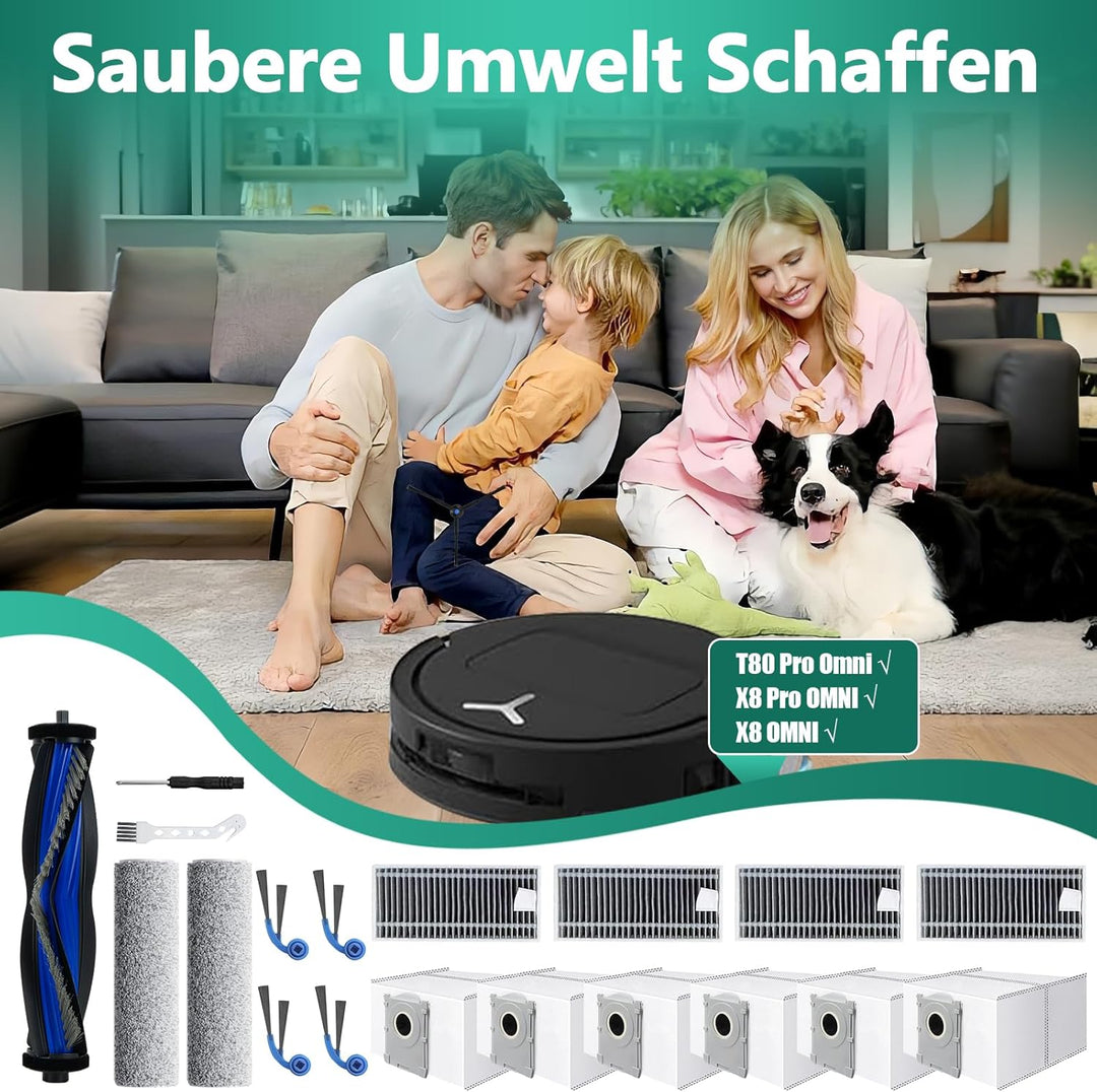 KGC 19 Stück Zubehörset für Ecovacs Deebot T80 Pro Omni, X8 OMNI, X8 Pro OMNI Saugroboter, 1 Hauptbü