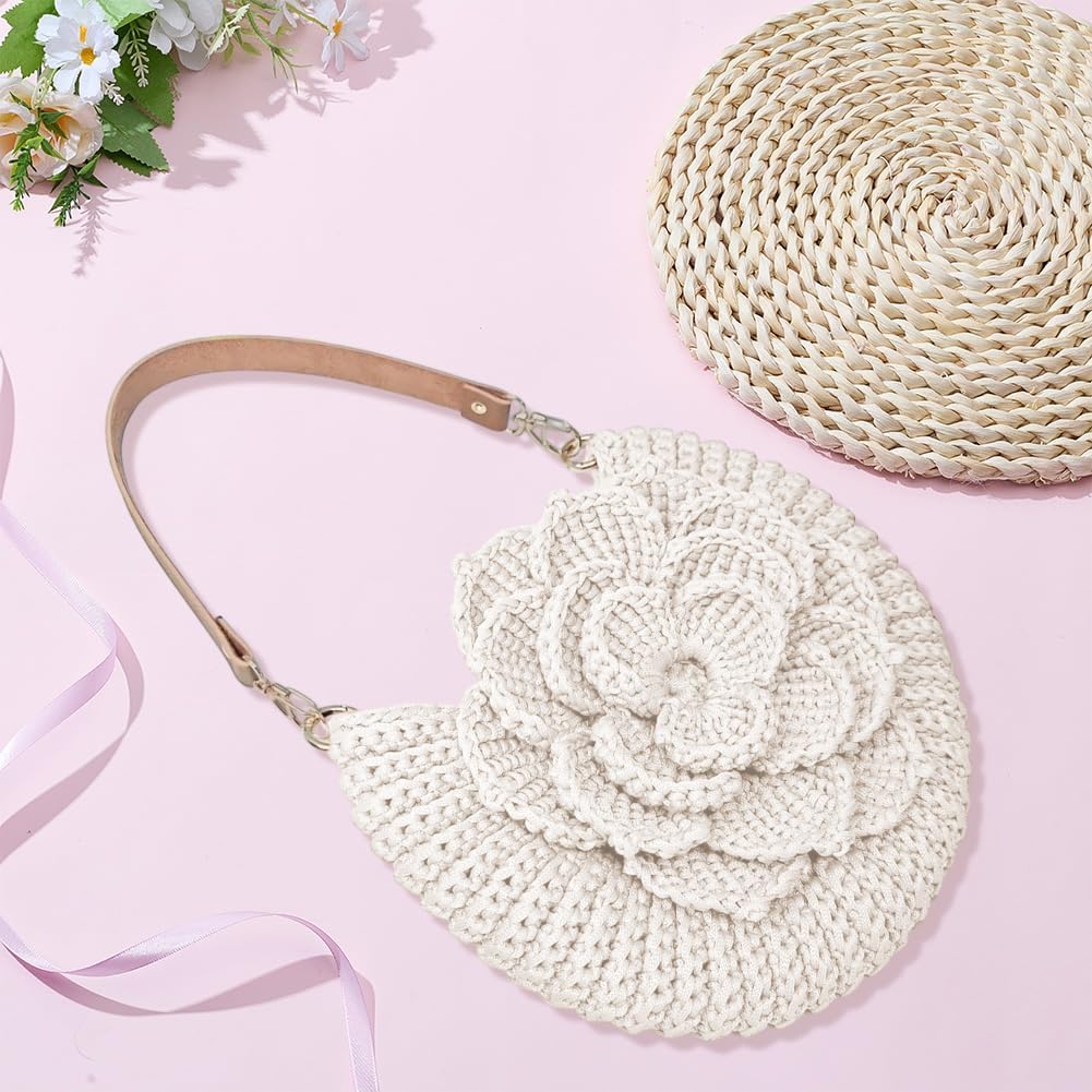 FREEBLOSS Herstellung von Häkeltaschen Häkel Starter Set Mit Video Tutorial Griff Aus PU Leder Handg