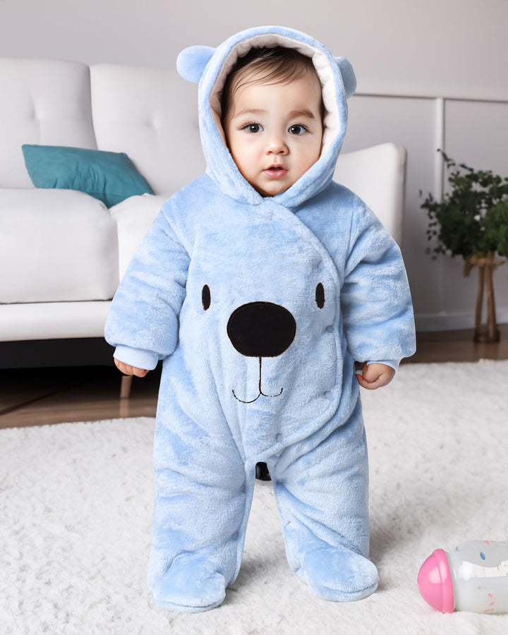 Baby Overall Winter mit Kapuze Baby Schneeanzug Flanell Strampler Winter Spieler Spielanzug mit Füss